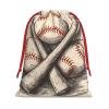 GDSHJKLW Hand Drawn Baseball Bats And Ball Christmas Drawstring Gift Bags Christmas Wrapping Bags Xmas Treats Bags Goody Sweet Treat Candy Bags Christmas Party Favor Pouch (Large Medium Small) view 1