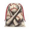 GDSHJKLW Hand Drawn Baseball Bats And Ball Christmas Drawstring Gift Bags Christmas Wrapping Bags Xmas Treats Bags Goody Sweet Treat Candy Bags Christmas Party Favor Pouch (Large Medium Small) view 2
