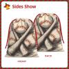 GDSHJKLW Hand Drawn Baseball Bats And Ball Christmas Drawstring Gift Bags Christmas Wrapping Bags Xmas Treats Bags Goody Sweet Treat Candy Bags Christmas Party Favor Pouch (Large Medium Small) view 3