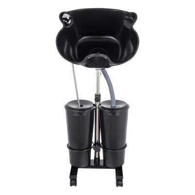 Portable Shampoo Basin for Hair Salon, Rolling Beauty Spa Salon Hair Washing Sink with Adjustable Height and Drain, Large Wash Station for Seniors, Hairstylist and Home Service