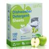 YUCO Dishwasher Detergent Sheets 100 Loads Liquid-Free Dish Soap Cleaner Strips Eco-Friendly No Plastic Dishwasher Pods Detergent Use in Dishwasher or Sink Leaving Dishes Sparkling Clean (Apple) view 1