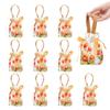 NBEADS 10 Pcs Floral Small Gift Bags with Handles, Flower Drawstring Bags Tea Party Favor Bags Velvet Small Bag for Wedding Birthday Bridal Shower Tea Party, Sandy Brown, 6.9x5.3Inch view 1