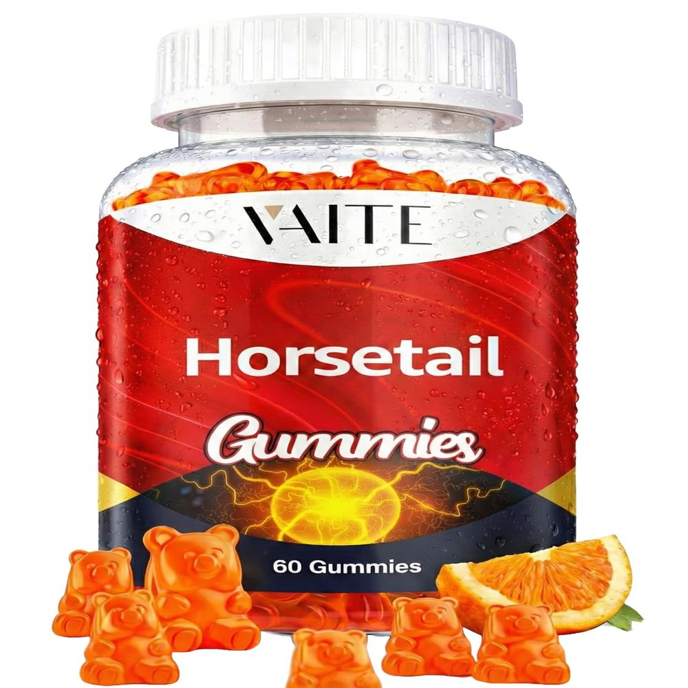 VAITE Horsetail Herb Hair Growth Gummies Silica & Antioxidant Supplement with Horsetail Extract for Stronger Hair, Skin & Nails, Non-GMO, Gluten-Free Cola de Caballo Hierba 60 Vegan Chewables