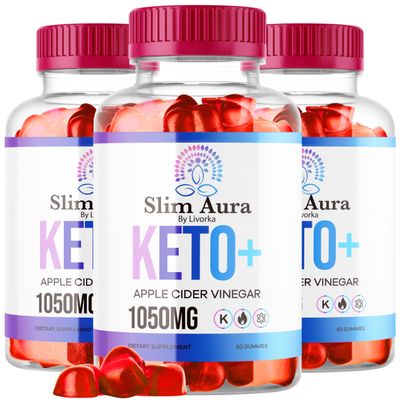 (3 Pack) Slim Aura Keto ACV Gummies - Official Slim Aura Keto Plus Apple Cider Vinegar 1050MG Advanced Formula Gummys, All Natural Premium Formula, Slimaura Gomitas Reviews, 300 Gummies for 5 Months