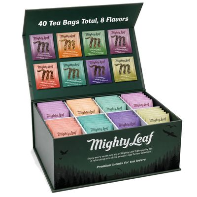 Mighty Leaf Tea Sampler - Assorted Flavors: Tropical Green - 40 Count Tea Pouches - Premium Black Tea with Rich Flavor - Individually Wrapped Tea Bags