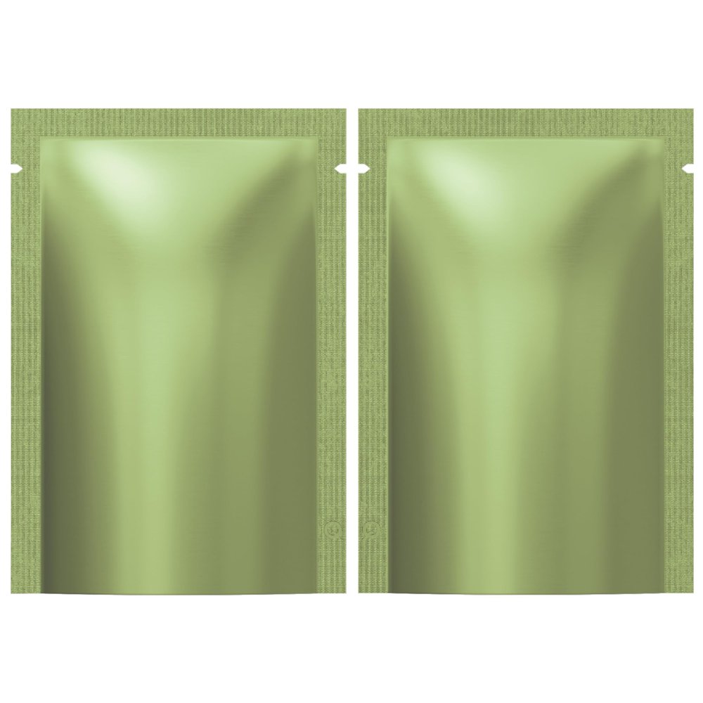 Double-Sided Matte Green Aluminum Foil Open Fill Heat Seal Bags for Small Business, Home Use, Food Storage, Beauty Packing Travel Sample Pack, Blind Bag Creation (100, 3.54 inch x 5.12 inch)