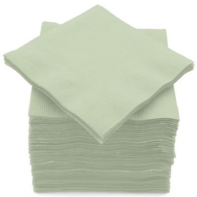 100 Pack Sage Green Beverage Napkins, Big Party Pack, 2 Ply, Ideal for Wedding, Party, Birthday, Dinner, Lunch, Cocktails. (5 x 5) by Amcrate