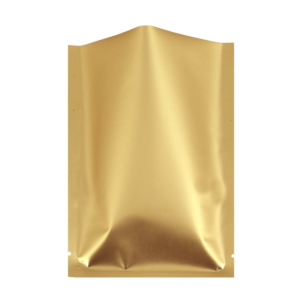 Double-Sided Matte Gold Aluminum Foil Open Fill Heat Seal Bags for Small Business, Home Use, Food Storage, Beauty Packing Travel Sample Pack, Blind Bag Creation (200, 2.76 inch x 3.94 inch)