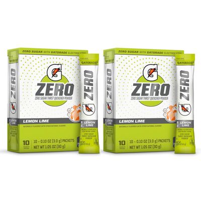 First Leaf G Zero Powder Packets with Electrolytes, Vitamins and No Sugar, 20 Count (Pack of 2) (20 Packets, Lemon-Lime)