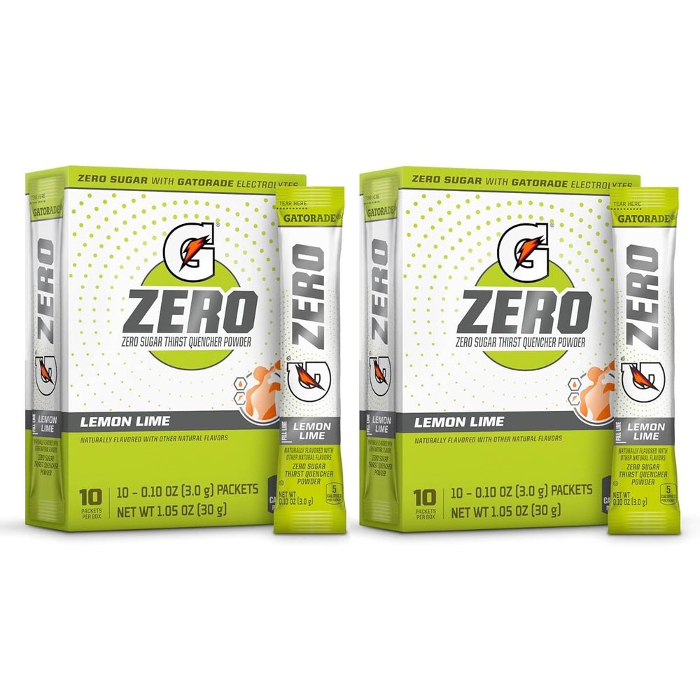 First Leaf G Zero Powder Packets with Electrolytes, Vitamins and No Sugar, 20 Count (Pack of 2) (20 Packets, Lemon-Lime)
