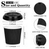 100 4oz Disposable Espresso Cups with Lids Ripple Corrugated Paper Disposable Coffee Cups Cups for Hot Chocolate, Tea, and Cocoa Drinks (Black) view 2