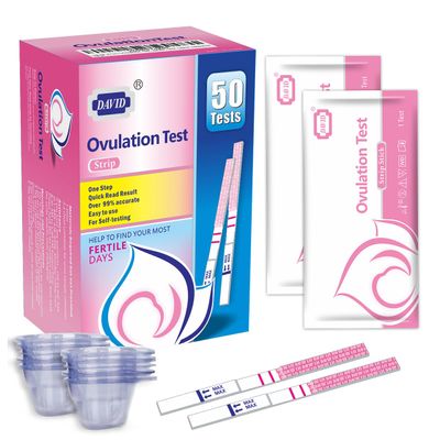 DAVID Ovulation Test Strips Kit, 50 Tests with 50 Urine Cups, Home Cycle Tracking for Women