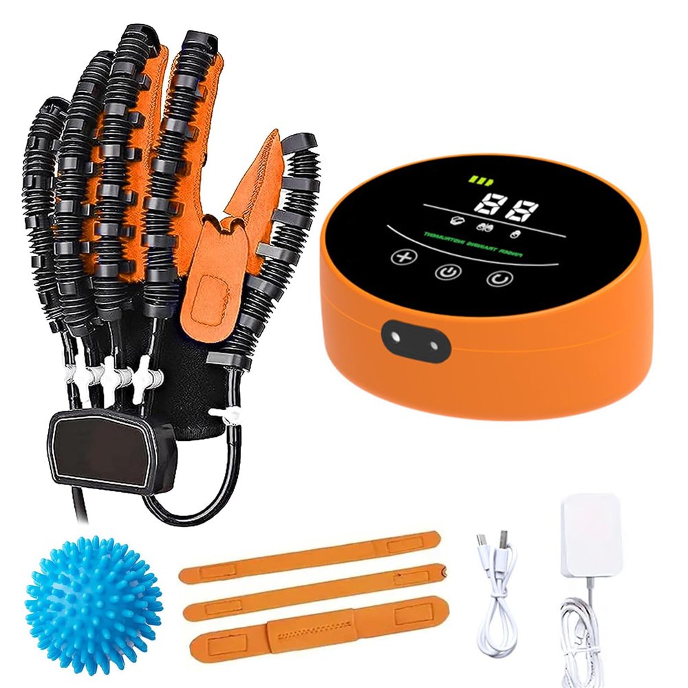 GAOXIAO Rehabilitation Robotic Gloves for Stroke Patients, Stroke Hemiplegia Rehabilitation Exerciser Aids Training Equipment, Finger Straightening Brace Guard Protector Hand Recovery A Right L