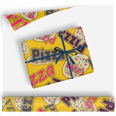 Multicolor Pizza Pattern Thick Wrapping Paper Rolls - 1 Rolls 58 Inch X 23 Inch Happy Birthday Wrapping Paper Kids Wrapping Paper Rolls Boy Gift Wrap Paper(Print-01,58"x 23")