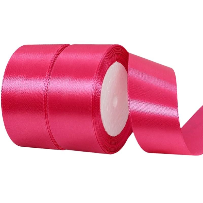 1 1/2 Inch Hot Pink Satin Ribbon,50 Yards 1-1/2 Inch Hot Pink Ribbon Solid Fabric Ribbon for Gift Wrapping Floral Bouquets Wedding Home Party Decoration