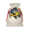 Fly Yellow Fish print Burlap Bag,Christmas Gift Bag with Drawstrings and Gift Tag Wedding Christmas Party Favors view 1
