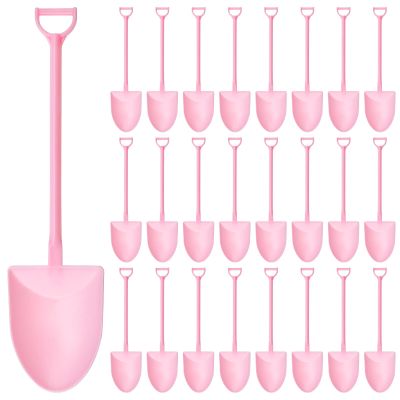 100PCS Mini Shovel Spoons for Desserts, Shovels Pudding Yogurt Spoons for Family or Party Cute Disposable Plastic Dessert (Pink)