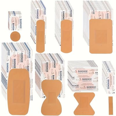40 Pcs Variety Bandages Pack Assorted Sizes Fingertip Waterproof Bandages Breathable Adhesive Bulk for First Aid Wound Care Scrapes Blister (8 Styles)