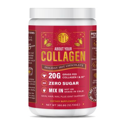 ABOUT YOUR COLLAGEN Chocolate Peptides Powder, Grass Fed Hydrolyzed Type 1&3 Collagen, Promotes Hair, Skin, Nails, Bones, Joint Health (30 Servings) (Hot Chocolate)