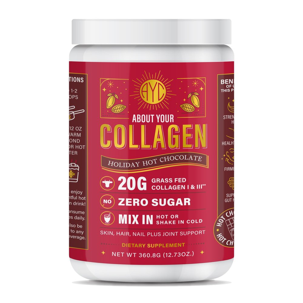 ABOUT YOUR COLLAGEN Chocolate Peptides Powder, Grass Fed Hydrolyzed Type 1&3 Collagen, Promotes Hair, Skin, Nails, Bones, Joint Health (30 Servings) (Hot Chocolate)