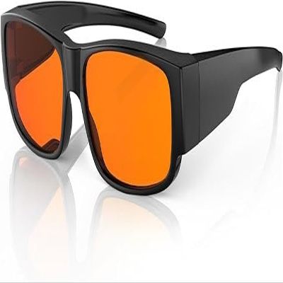 Bloomoak 99% Blue Light Blocking Glasses-Amber Lens-Fit Over Prescription & Reading Glasses, Anti Glare for Better Sleep (orange - 99% - M)