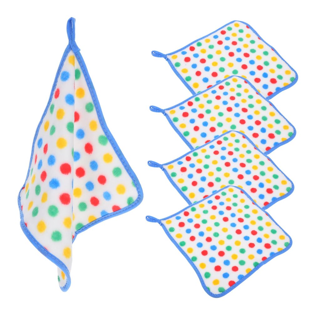 SHOWERORO 5pcs Coral Fleece Kitchen Cleaning Cloths Soft Absorbent Dish Towels Hanging Loops Reusable Washcloths for Home Use for Quick Drying and Efficient Surface Cleaning