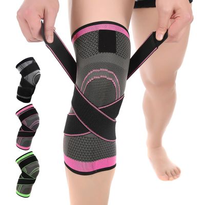 Kiavox Knee Compression Sleeve with Strap, 1 Pack High Stretch Knee Sleeve Knee Support for Women Men, Knee Braces for Knee Pain Relief Arthritis Meniscus Tear Sports Workout Running(3XL Pink)