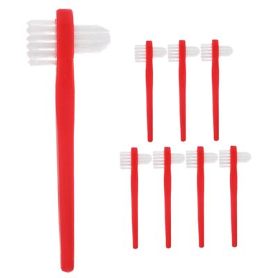 FOMIYES 8pcs Double Head Toothbrush Denture Brush for False Teeth Hard Bristles Dental Cleaning Brush