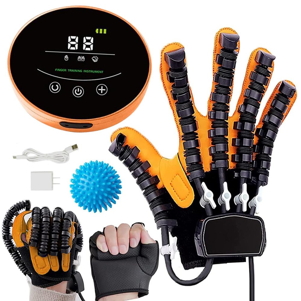 GAOXIAO Finger and Hand Function Rehabilitation Trainer Robot Rehab Gloves for Stroke Hemiplegia Recovery Equipment, Rehab Hand Exerciser Training Trainer Arthritis Finger Orthosis B Right S