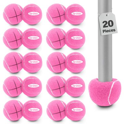 Top Glides 20PCS Pre-Cut Walker Tennis Ball Glides - 10 Pairs (Pink)