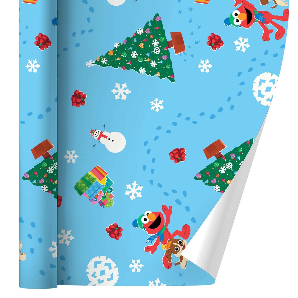 Sesame Street Holiday Footprints in the Snow Pattern Gift Wrap Wrapping Paper Rolls