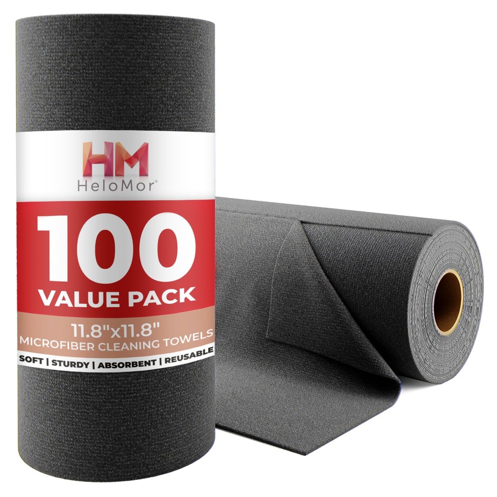 100 Pack Microfiber Cleaning Cloth Roll - Tear Away Reusable Paper Towels Washable, 11.8" Ultra Absorbent Cleaning Supplies for Housekeeping, Cleaning Rags Microfiber Towel, Lint Free Cloth Value Pack