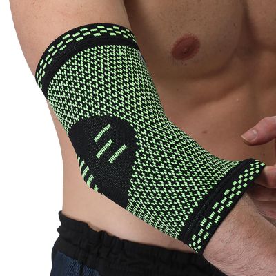 NeoTech Care Elbow Support Brace - Breathable - Men, Women, Right or Left (Green Color, Size L, 1 Unit)