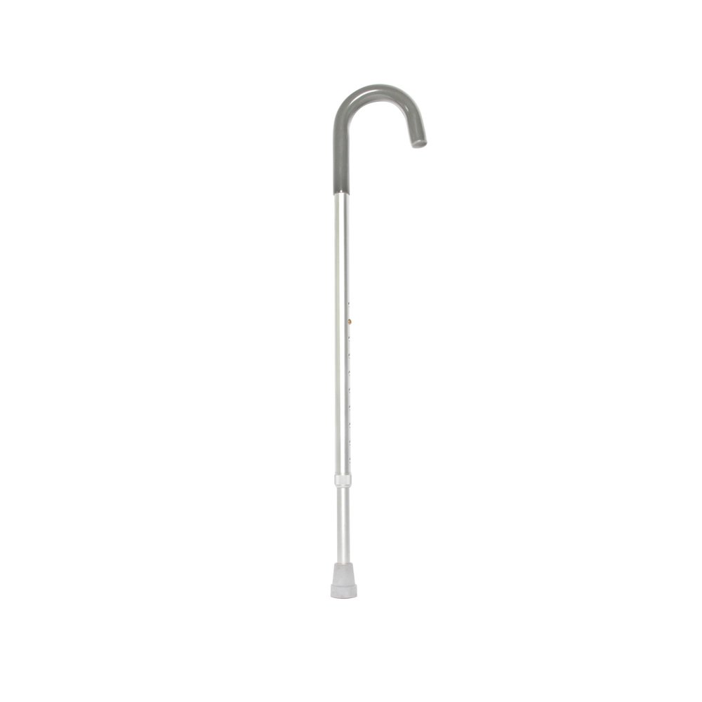 Cardinal Health Push Button Adjustable Vinyl Single Base Walking Cane, J Hook, 1 Cane