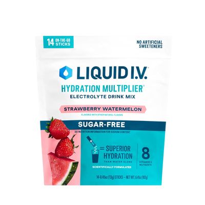 Liquid I.V. Hydration Multiplier Sugar-Free - Strawberry Watermelon | Electrolyte Powder Drink Mix | 1 Pack (14 Servings)