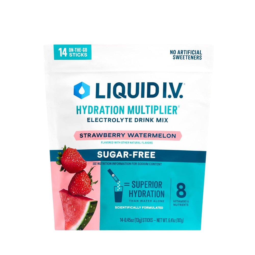 Liquid I.V. Hydration Multiplier Sugar-Free - Strawberry Watermelon | Electrolyte Powder Drink Mix | 1 Pack (14 Servings)