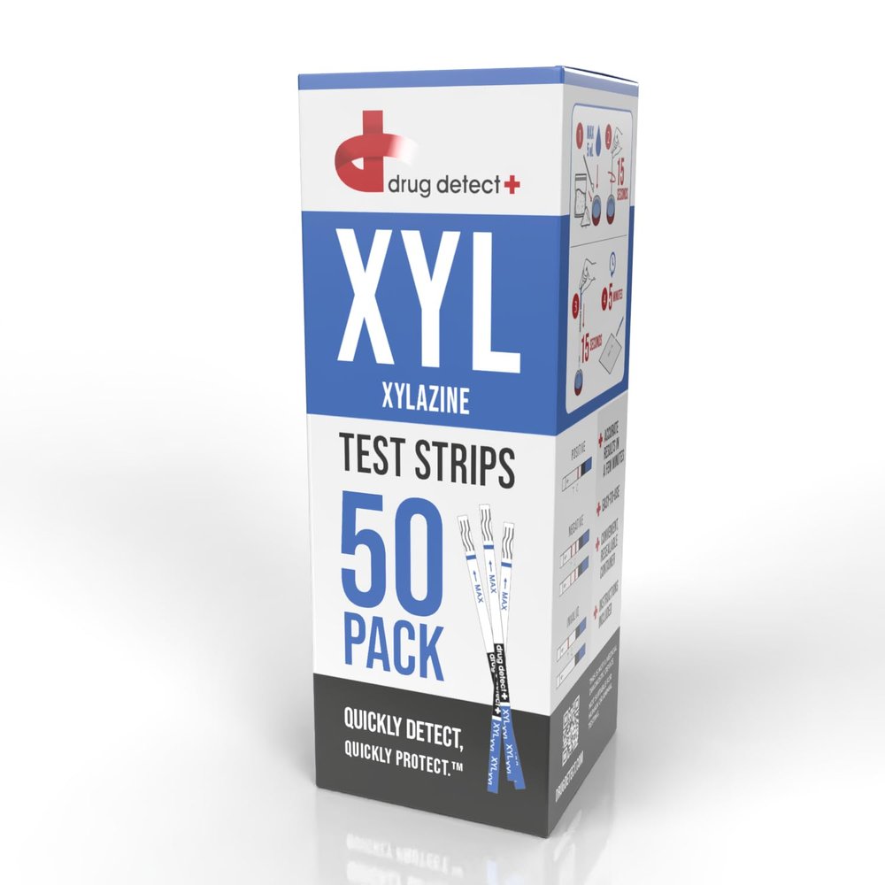 Drug Detect Xylazine Test Strips - Detect XYL in Liquid and Substances - 50 Test Strips in Resealable Container