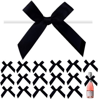 120 Pack 3" Black Satin Ribbon Twist Tie Bows, Twist Bows for Treat Bags, Ribbon Bows with Twist Ties Gift Wrap Bows, Pre Tied Bows for Cake Pops, Baby Shower, Gift Packing, Party Favors