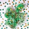 Moinchore 1 lb St Patrick's Day Crinkle Cut Paper Shred Filler with Clover Confetti Metallic White Green Gold Mix Basket Filler shredded paper for gift baskets Raffia Tissue Cushion for Box Packaging view 1