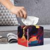 Afro Black Couple Tissue Box Cover Tribal Vivid Cartoon Black Art Square Pu Leather Waterproof Tissue Box Holder for Car Bathroom Bedroom Office Tabletop Decor view 2