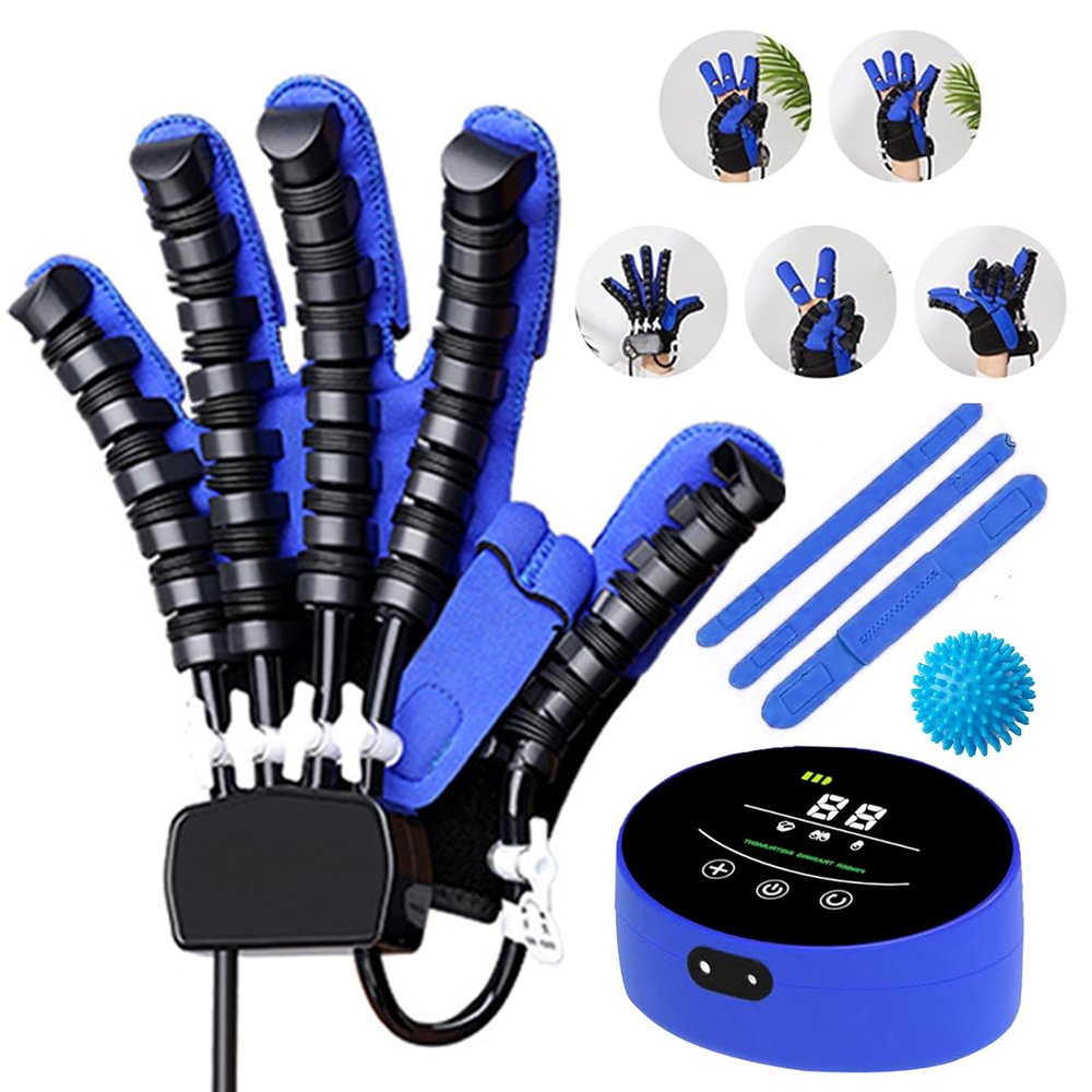 GAOXIAO Rehab Hand Exerciser Aids Robotic Glove, Rehabilitation Exercise Equipment for Patient with Cerebral Palsy or Arthritis Stroke Hemiplegia, Hand Strength Exercise A Right XXL
