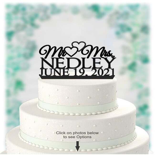 Mr & Mrs Wedding Cake Topper Custom Personalized With Name and Wedding Date Cake Topper for Wedding,Engagement,Birthday,Anniversary,Shower Party Favors.