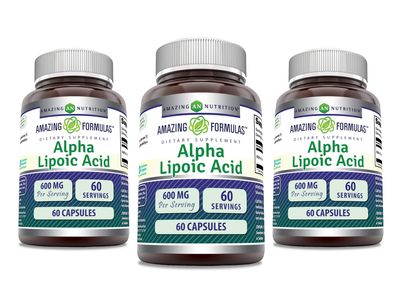 Amazing Formulas Alpha Lipoic Acid | 600 Mg Per Serving Supplement | Capsules | Non-GMO | Gluten Free | Made in USA (60 | 3 Pack)