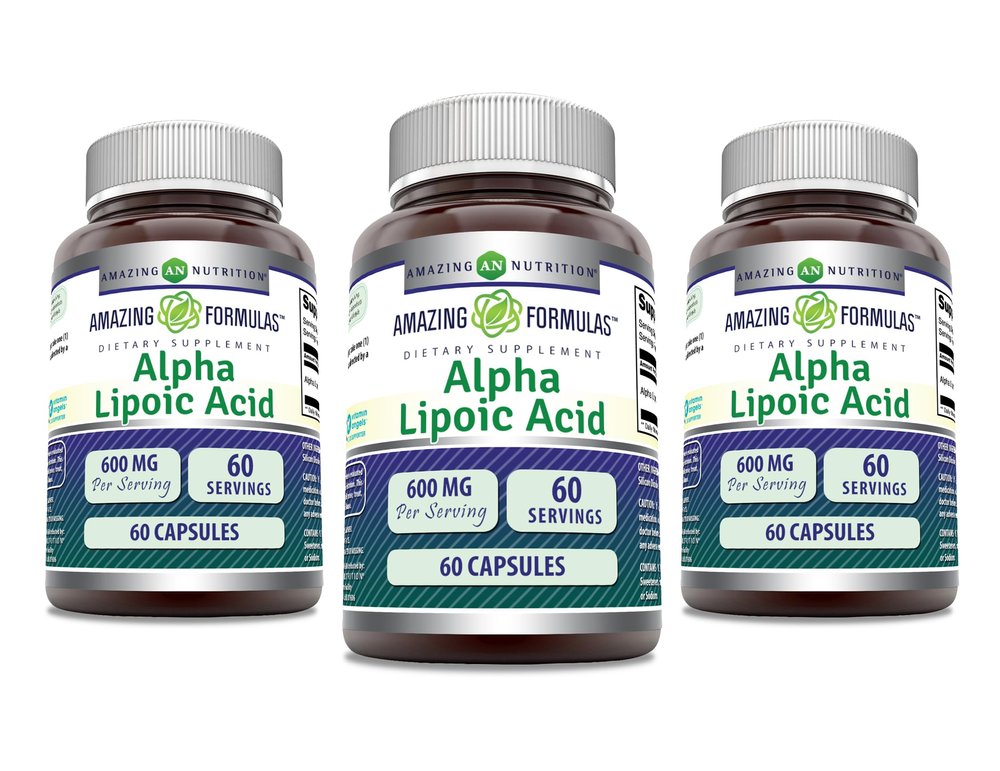 Amazing Formulas Alpha Lipoic Acid | 600 Mg Per Serving Supplement | Capsules | Non-GMO | Gluten Free | Made in USA (60 | 3 Pack)