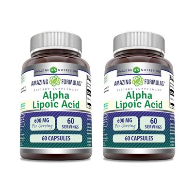 Amazing Formulas Alpha Lipoic Acid | 600 Mg Per Serving Supplement | Capsules | Non-GMO | Gluten Free | Made in USA (60 | 2 Pack)