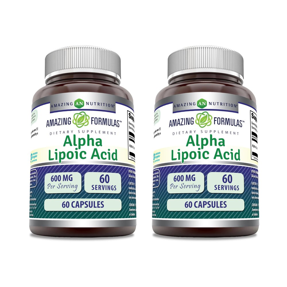 Amazing Formulas Alpha Lipoic Acid | 600 Mg Per Serving Supplement | Capsules | Non-GMO | Gluten Free | Made in USA (60 | 2 Pack)