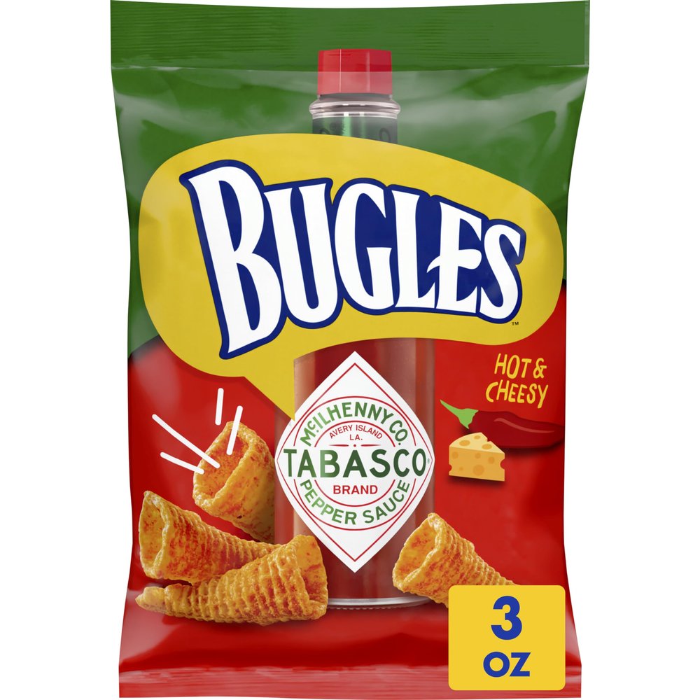Bugles Tabasco Crispy Corn Snacks, 3 OZ