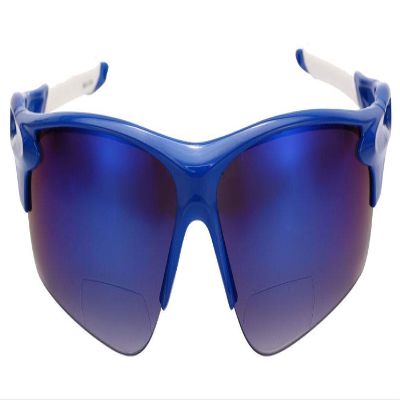 Mass Vision 2 Pair of 'The Athlete' Precision Sport Wrap Lightweight Bifocal Unisex Reading Sunglasses (1 Pair - Polarized Blue, 2.5, x)