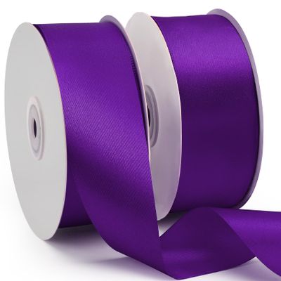 100 Yards 1-1/2 Inch Purple Ribbon Fabric Wide Ribbons for Flower Bouquet Silky Flower Ribbon Balloon Ribbons Taping Gift Box Purple Gift Bow Crafts Wreaths Supplies