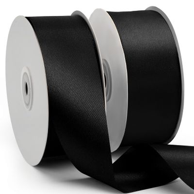 100 Yards 1-1/2 Inch Black Ribbon for Gift Wrapping, Graduation Gifts Satin Ribbon, Wide Ribbons for Flower Bouquet, Black Silk Bow Ribbons Halloween Decorations